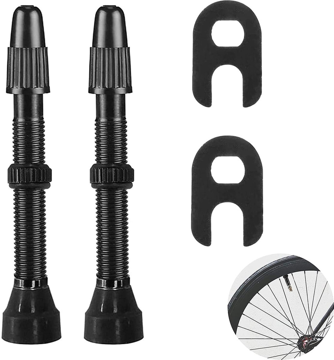 Solidchoice - Set van 4 Aluminium Tubeless Ventielen met Verlengde Klep