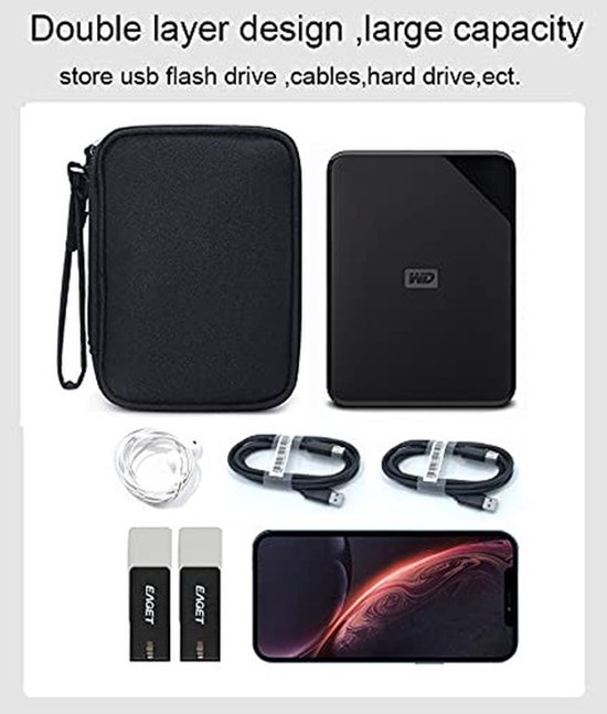 Solidchoice - Draagbare Hard Drive Opbergtas voor Twee 2.5 Inch Harde Schijven — afbeelding 4