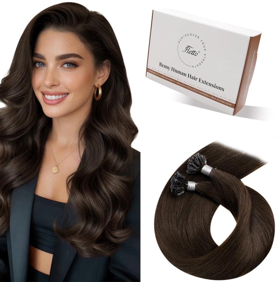 Solidchoice - Real Hair Bondings 35cm 50g Medium Brown