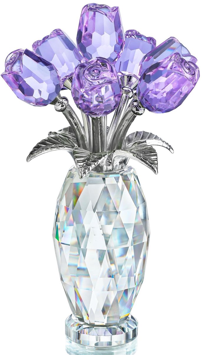 Solidchoice - Paarse Kristallen Rozen Figurine als Collectible Ornament