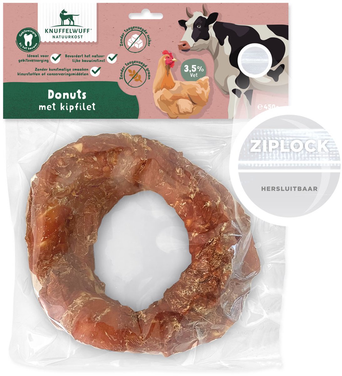 Knuffelwuff 2 x donuts met kipfilet (ca. 225 g)