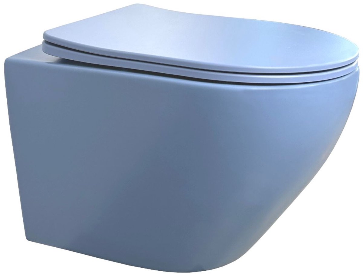 Wandcloset Sanitado rainbow randloos met softclose toiletzitting in mat lichtblauw