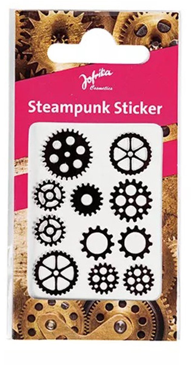 Steampunk plaktattoos tandwielen zwart - Carnaval Halloween Kostuum