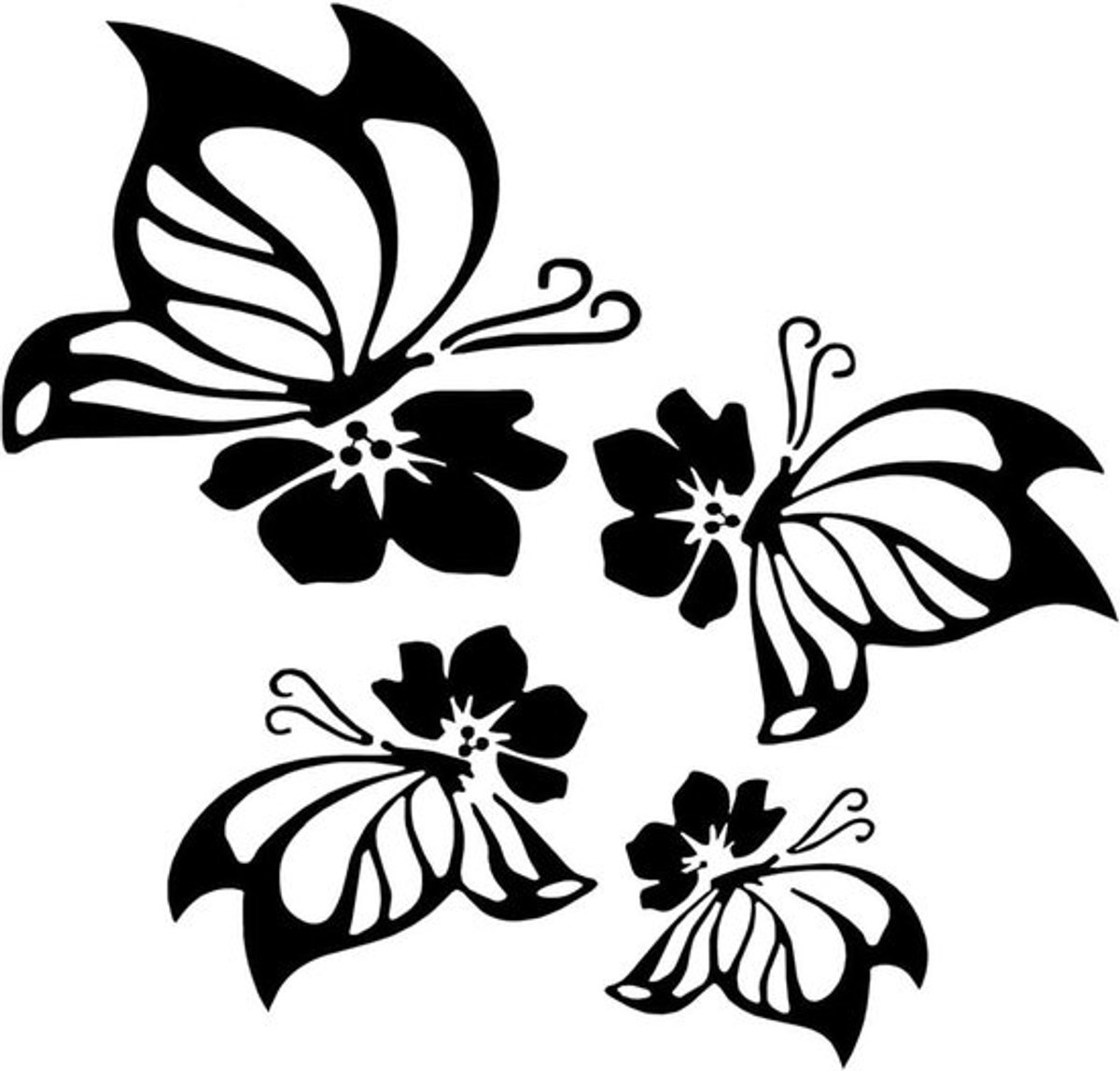Reflecterende bumpersticker - Waterdicht - Pet - Vlinder - Hibiscus - Hawaiiaanse - Auto stickers - Vrouwen - Compatibel voor auto - Set 10 vellen - Auto achteruitkijkspiegel stickers - Auto vrachtwagen