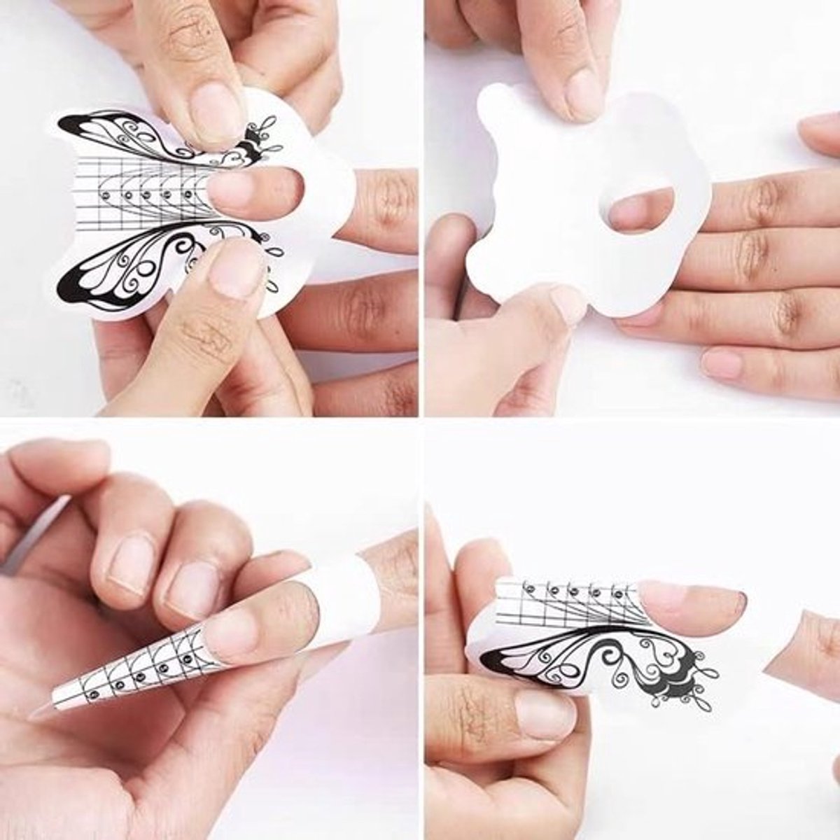 100 Stuks Nagelverlenging Tips en Vorm Gids Stickers voor Ovalen Nagels - Manicure en Acryl Gel Hulpmiddelen, Herbruikbare Verpakking