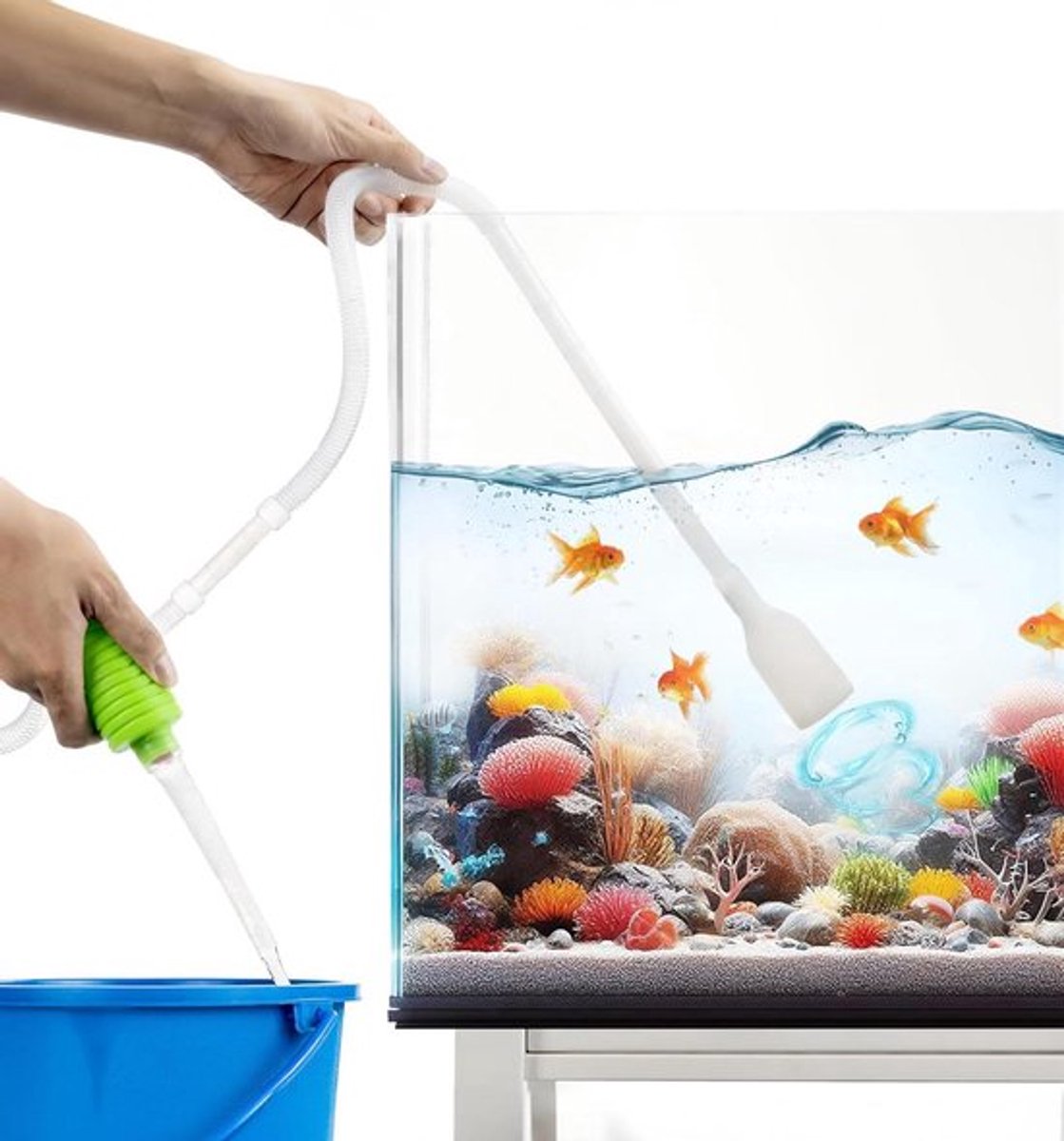 - Aquarium Vis Tank Sifon Grindreiniger - Handmatige Sifonpomp Tappen - Water Verversen Minuten - Geschikt voor Alle Soorten Aquaria - Blauw.