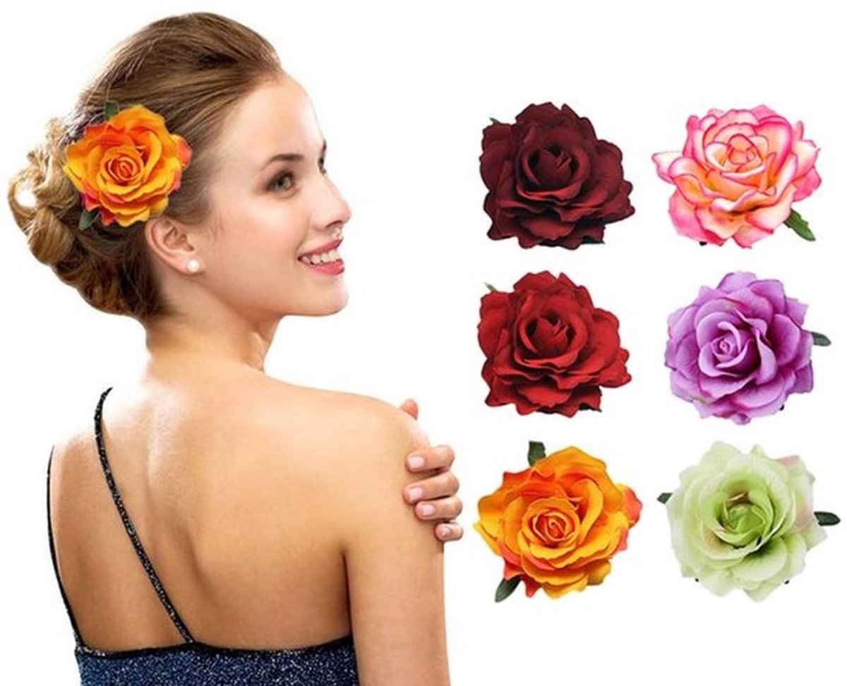 Haarklems 6 Stuks - Roze Bloem - Grote Bloemen - Antislip - Lichtgewicht - Duurzaam - Geschikt voor Vrouwen/Meisjes - Haarspeld