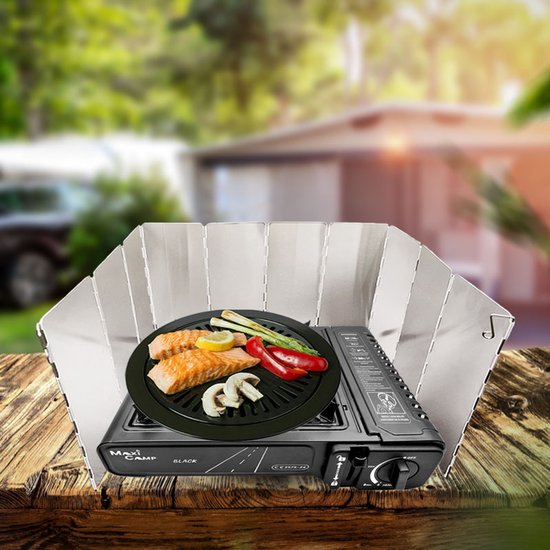 MaxiCamp - Campingkooktoestel BLACK - 2100 W - met grillplaat en windscherm — afbeelding 5