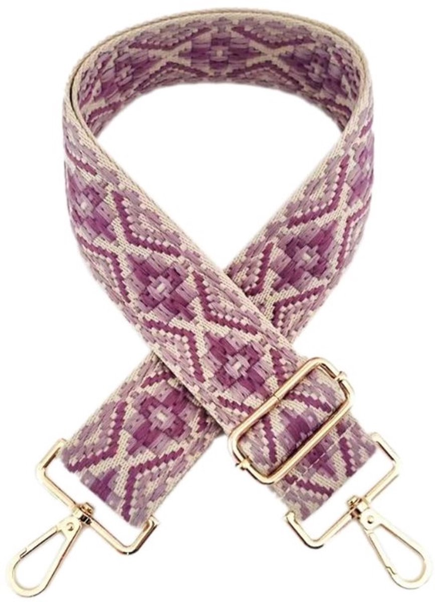 Schouderriem Verstelbaar 75-130 cm - Tassenriem - Breed 5 cm - Jacquard - DIY Accessoires - Gouden Gesp - Tasriem