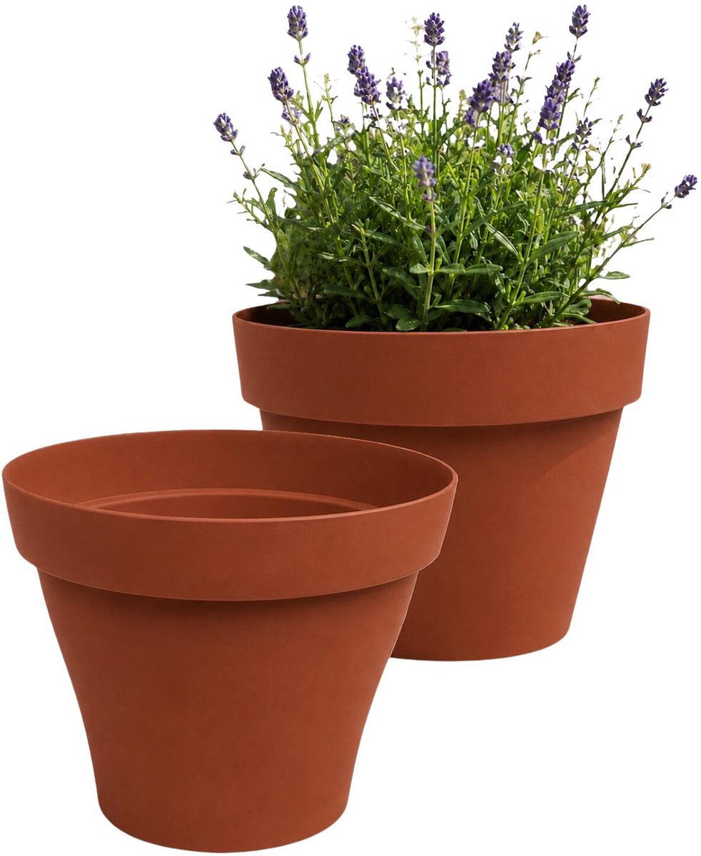 EDA Romeo Bloempot / plantenpot - 2x - kunststof - terracotta - D60 x H46 cm - binnen en buiten