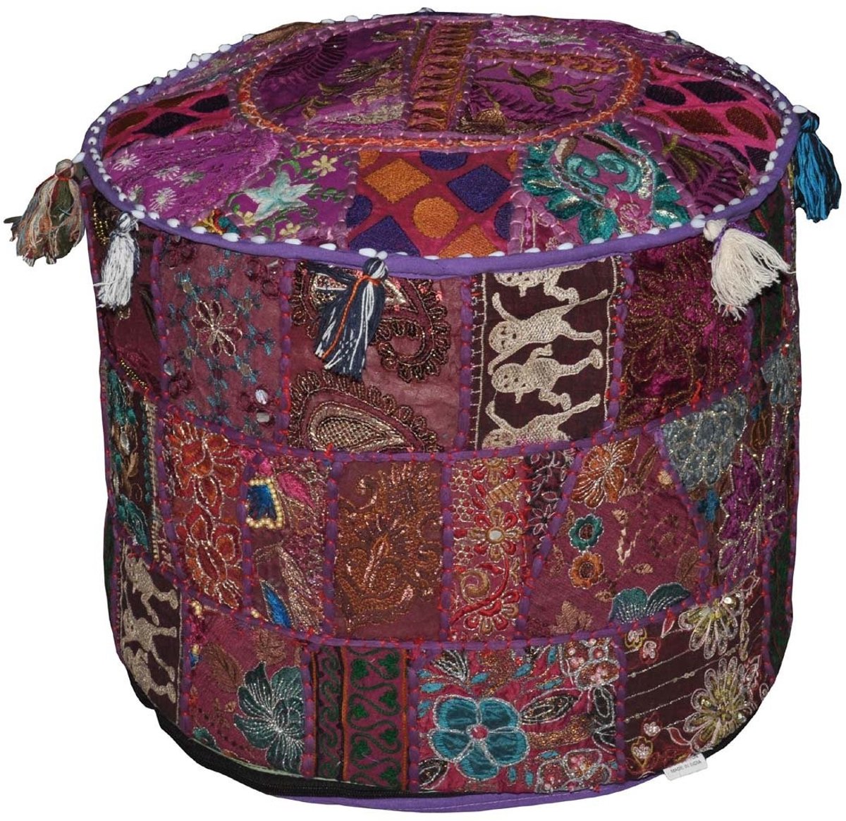 Solidchoice - Vintage Patchwork Pouf Stool voor Woonkamer (45 x 33 cm)
