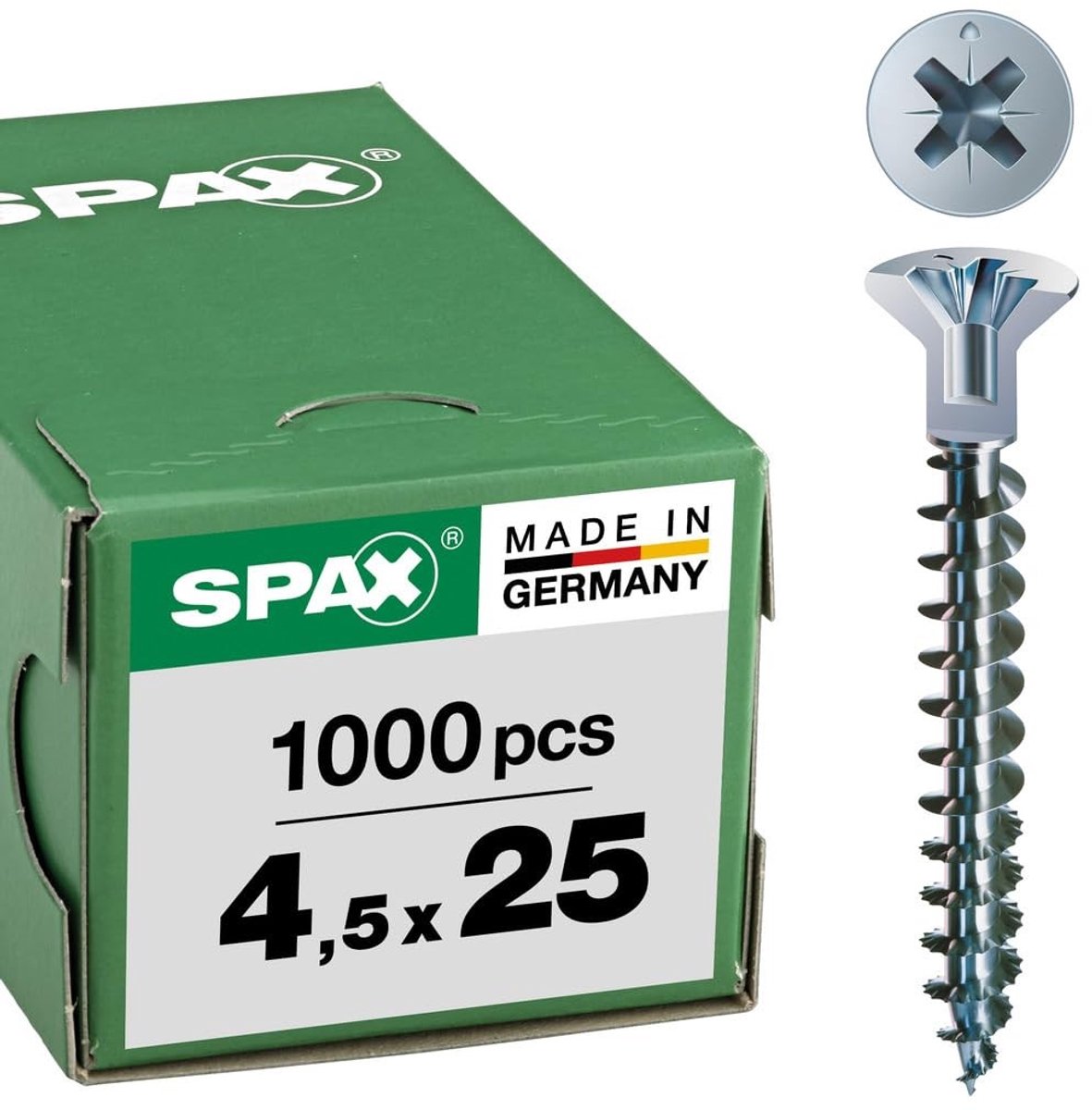 Solidchoice - Universele Schroef met Kopboor 0.5 x 25 mm, 1000 Stuks, Volledige Draad, Verzinkte Kop
