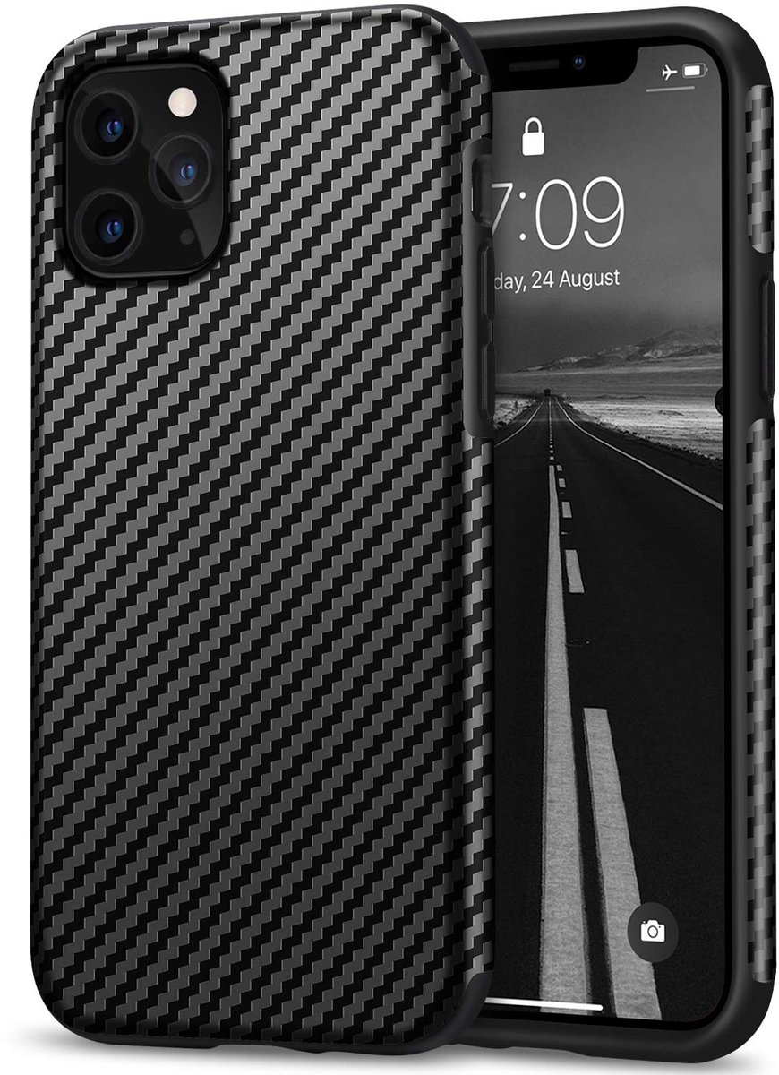 Solidchoice - Premium Carbon Fiber Case voor iPhone 11 Pro met TPU Bumper