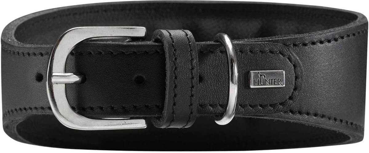 Solidchoice - Zacht Leren Greyhound Halsband voor Grote Honden, 52 cm, Zwart