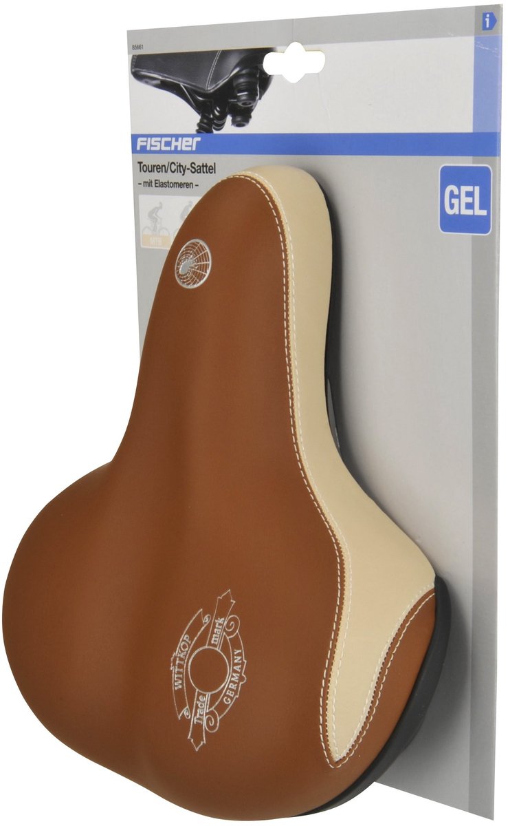 Solidchoice - Fietszadel met Elastomeer en Comfortabele Vulling in Cappuccino