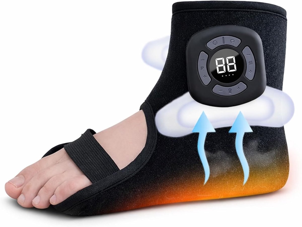 Draadloze voet‑ en enkelmassageapparaat, 3 massagemodi met verwarming, 360° verstelbare vibratie, Type‑C opladen, draagbaar voor ultieme voetontspanning