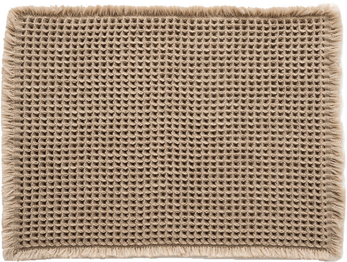 Badmat van katoen met wafelpatroon, antislip en zeer absorberend, wasbaar, geschikt voor douche en bad, 50 x 80 cm