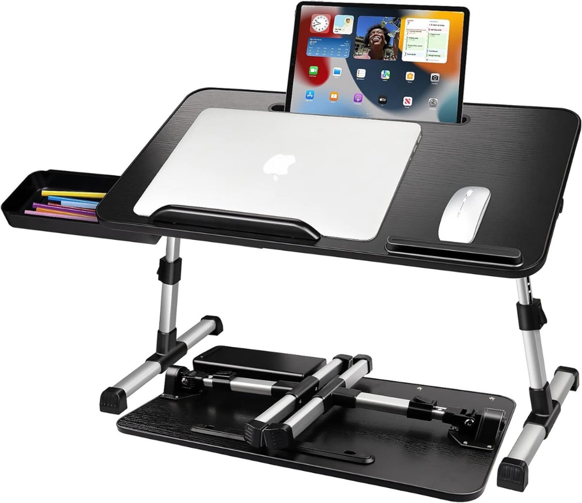 KIRA® Bedtafel - Ergonomisch & Lichtgewicht - Opvouwbare Bedtafel voor Bank & Bed - Zwart - 53cm x 30cm x 6cm