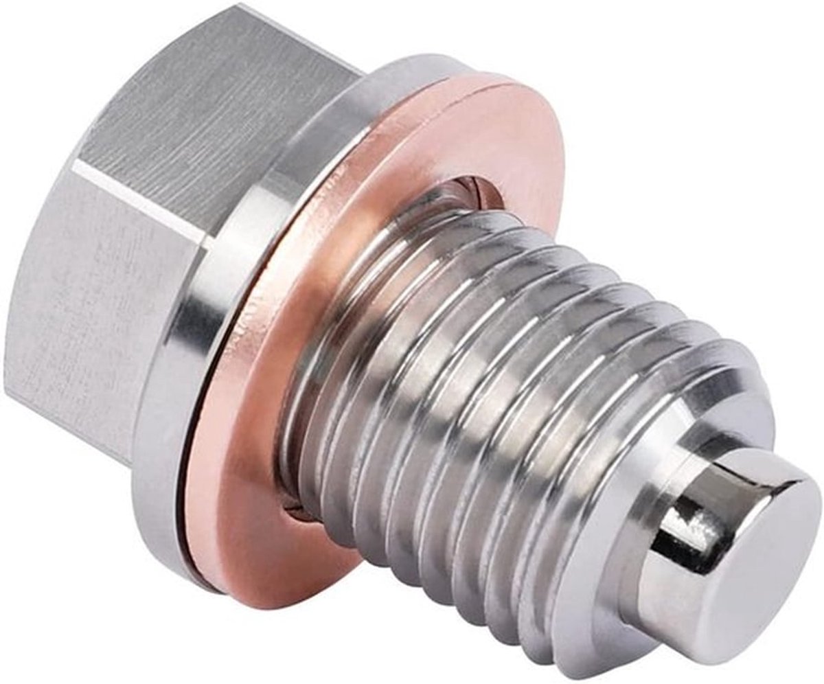 Magnetische olieafvoerplug, M14 x 1.5 roestvrijstalen oliepan, magnetische olieafvoerplug, auto olieplug, vervangende fittingen voor de meeste auto's