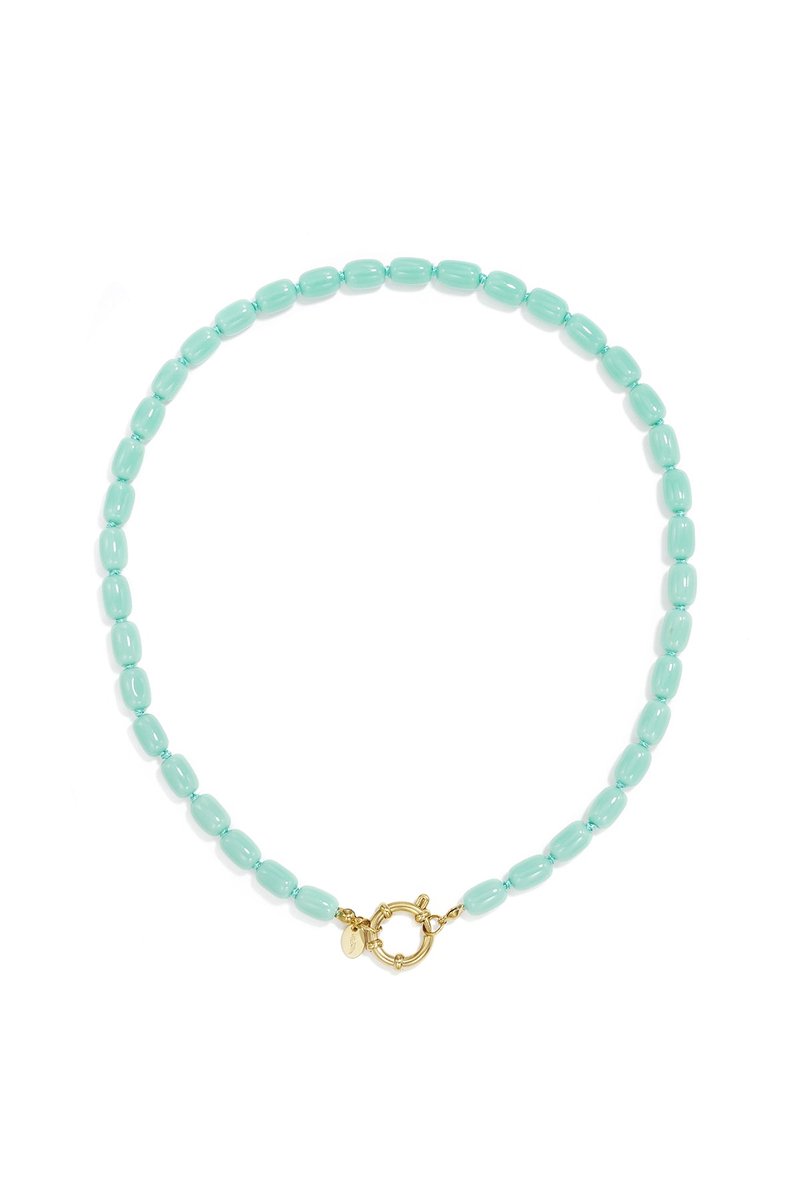 Lola - Kralen Ketting - Glas - Stainless Steel - - Geel