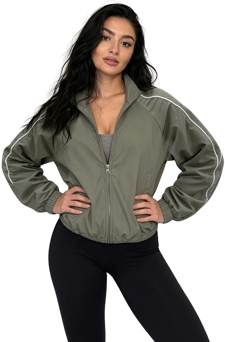 Currero Zomerjas Dames Tussenjas Zomerjack Volwassenen Windjack Windbreaker Outdoor Olijfgroen