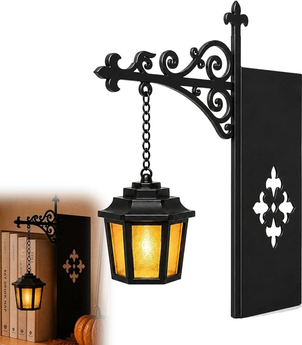 Mini Boekenplanklamp - Halloween Decoratieve Binnenverlichting - Hangende Boekenplanklamp, Retro Lantaarn - Lantaarnpatroon - Warm Licht (1 Stuk)