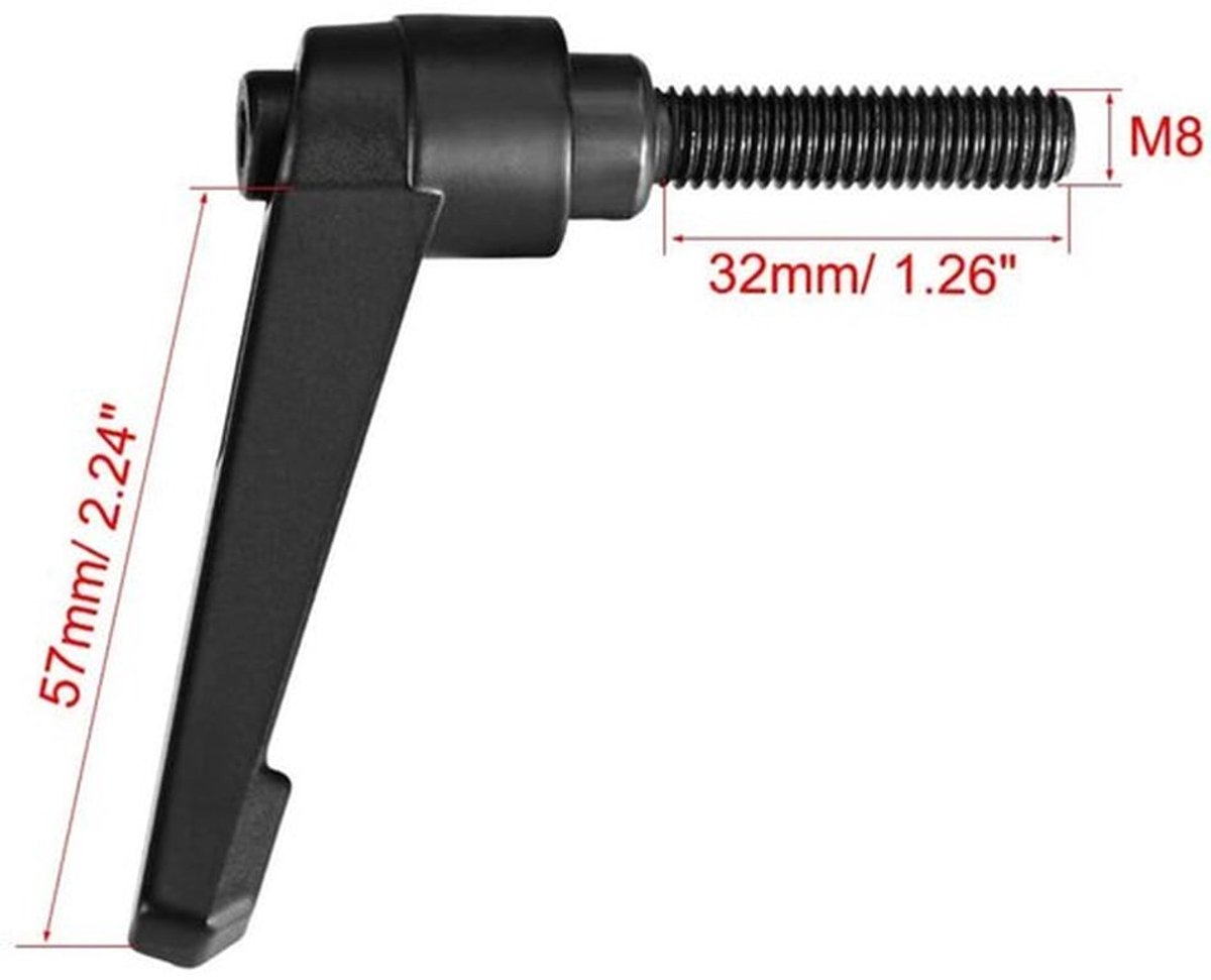 Klemhendels 5 stuks - Verstelbaar - Snelspanner met drukknop - Aluminiumlegering - Buitendraad - Voor machines en apparatuur - Schroefknoppen