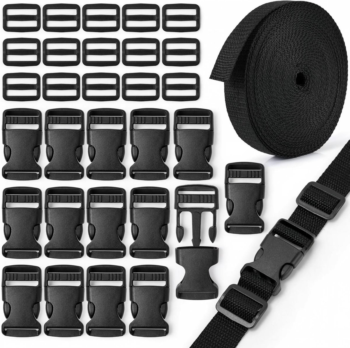 Duurzame 10m Nylon Singelband met Verstelbare Gespen voor Doe-Het-Zelf Projecten