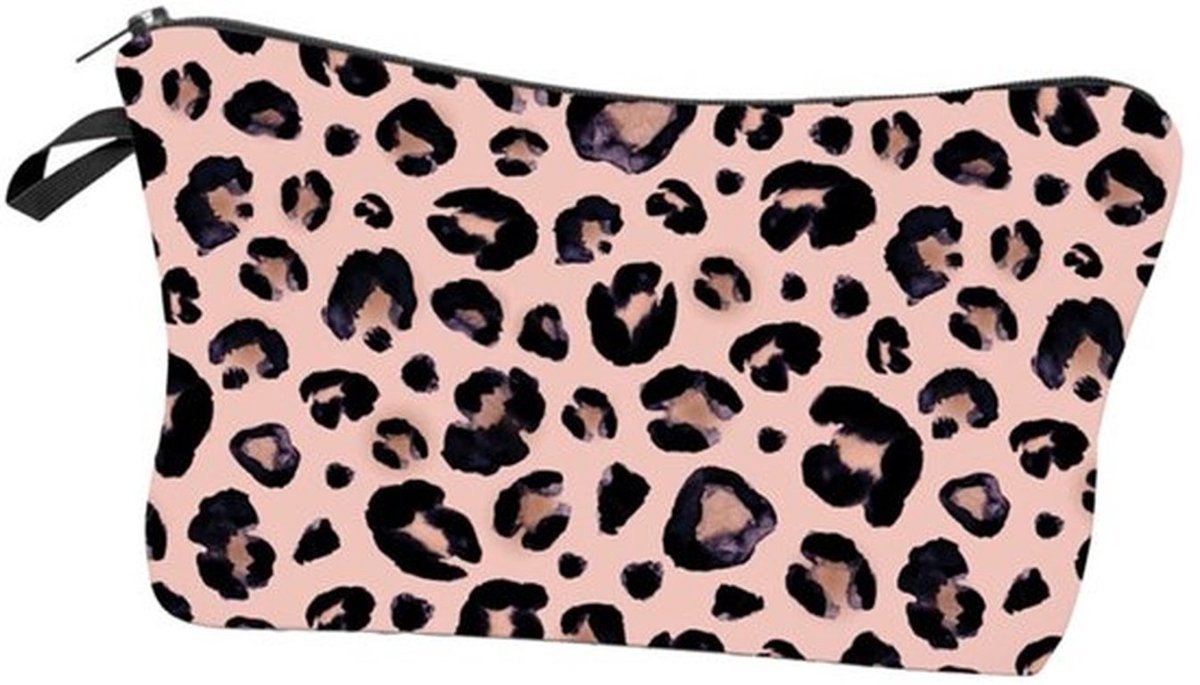 Make-Up Tas Luipaard - Draagbare Cosmetica Tas - Toilettas - Handbagage - Opbergtas - Compact Lichtgewicht