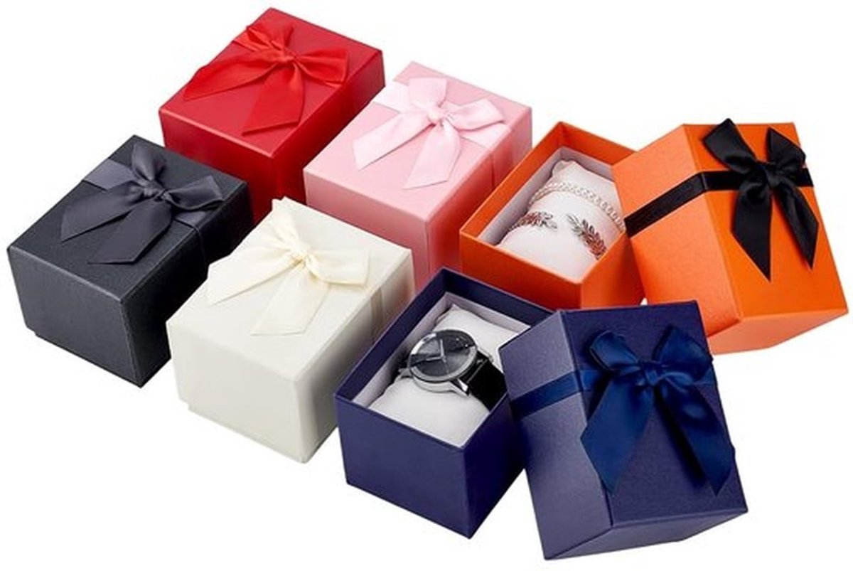Cadeauset 6 Stuks - Geschenkdozen met Deksel - Kussen - 6 Kleuren - Voor Sieraden - Afmetingen 10 x 7,5 x 7 cm