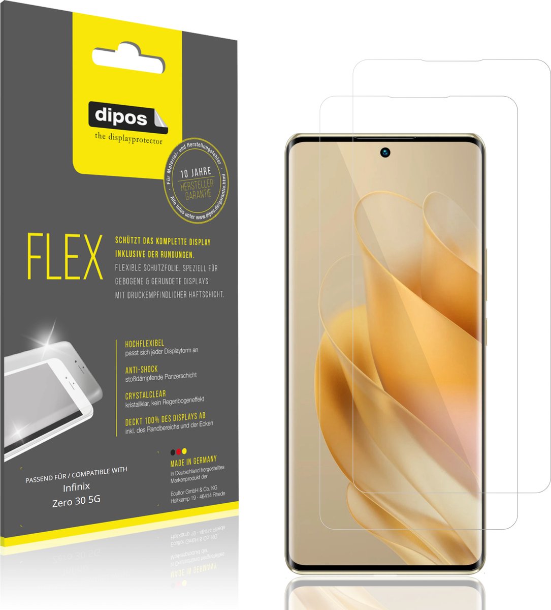 dipos – 2x Beschermfolie geschikt voor Infinix Zero 30 5G | 3D Full Cover Screenprotector | 100% Passend