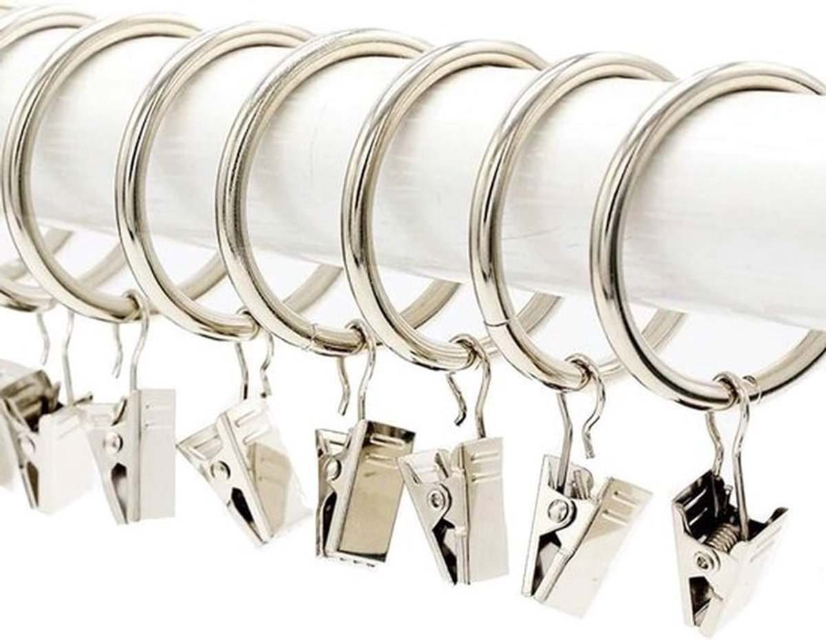20 STKS Zilver Metaal Opknoping Gordijnen Ringen met Clips Inch Binnendiameter 38mm/1.5 Inch Galvaniseren Verwerking