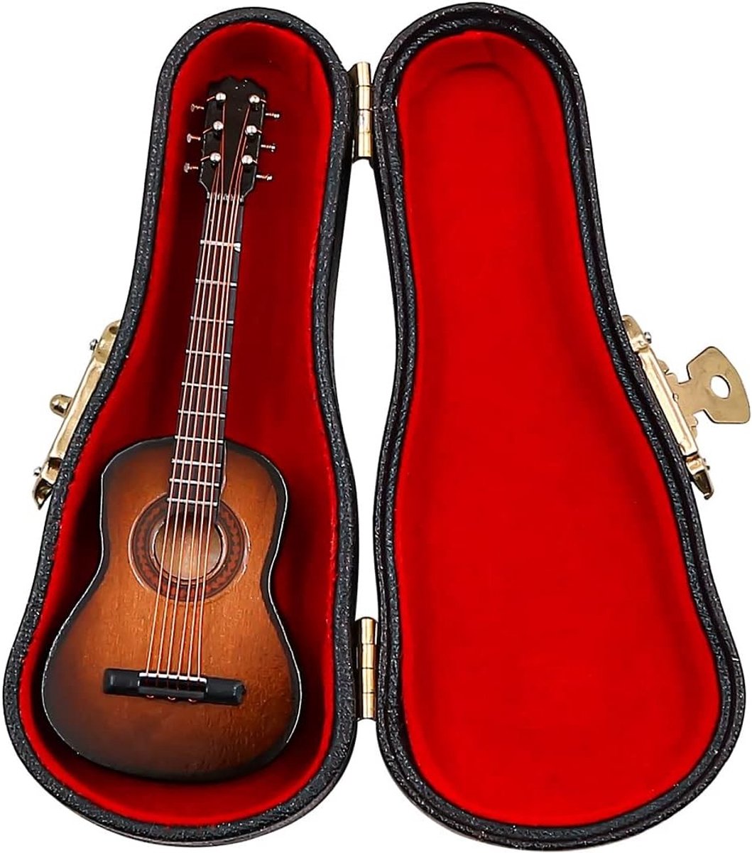 Mini Houten Klassieke Gitaar met Stand en Tas voor Thuis, Kantoordecor en Cadeaus - 10 cm, Perfect voor Feestdagen en Verjaardagen