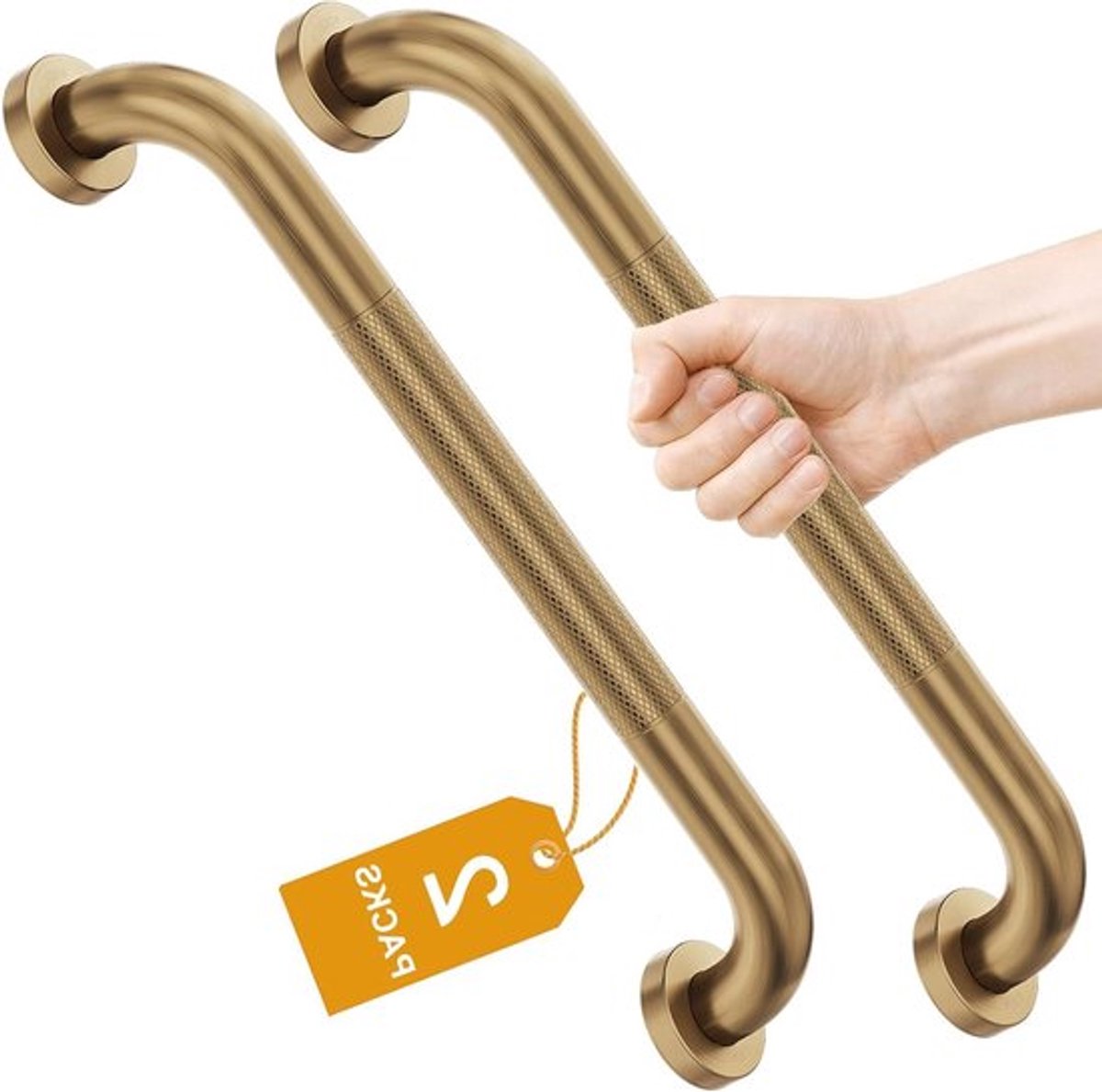 Set van 2 RVS Douchehandgrepen van 16 Inch met Antislip Knurling, Veiligheidsstangen voor Ouderen en Badkamers