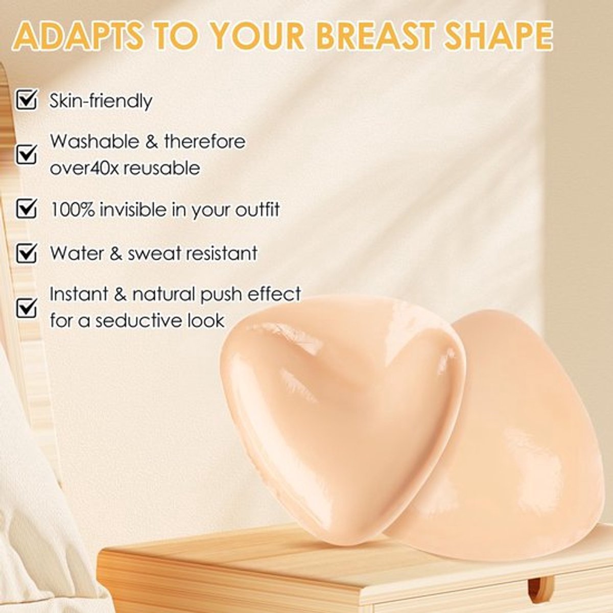 Plakbeha Waterdicht - Zelfklevende Beha - Push-up Pads - Onzichtbare Beha - Rugloze Shaping-bh - Comfortabele Pasvorm