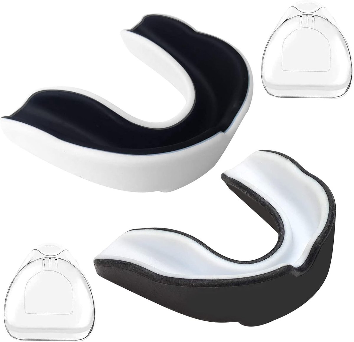 Mouth Guard Box voor Sporten - Bescherming voor Martial Arts, Boxing en Taekwondo - Draagbare Opbergdoos voor Volwassenen in Zwart en Wit