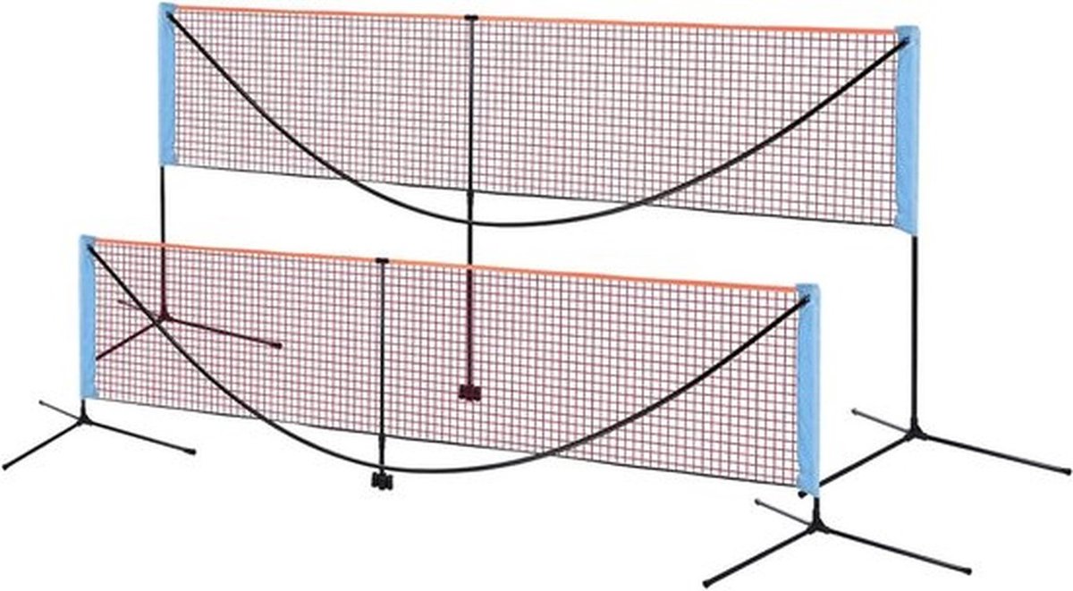 Draagbaar 20ft Badmintonnet, Verstelbaar Pickleball- en Tennisnet met Draagtas voor Buitenactiviteiten, Perfect voor Strand en Tuin