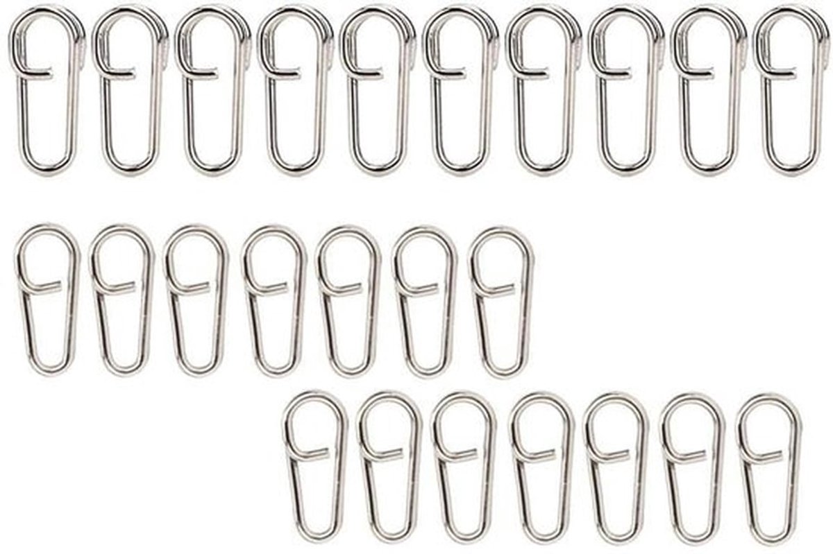 Visklemmen 50 Stuks - Krachtige Ovale Roestvrijstalen Klemmen - Snap Connector - Vislijn Accessoires - Tackle Accessoires - Duurzaam Gebruik - Visclips
