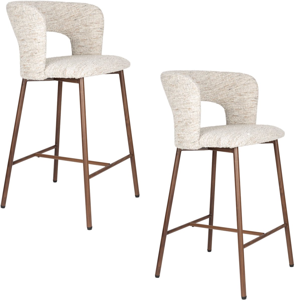 Housecraft Living Chelsea Barkrukken rugleuning 67 cm Beige - Set van 2