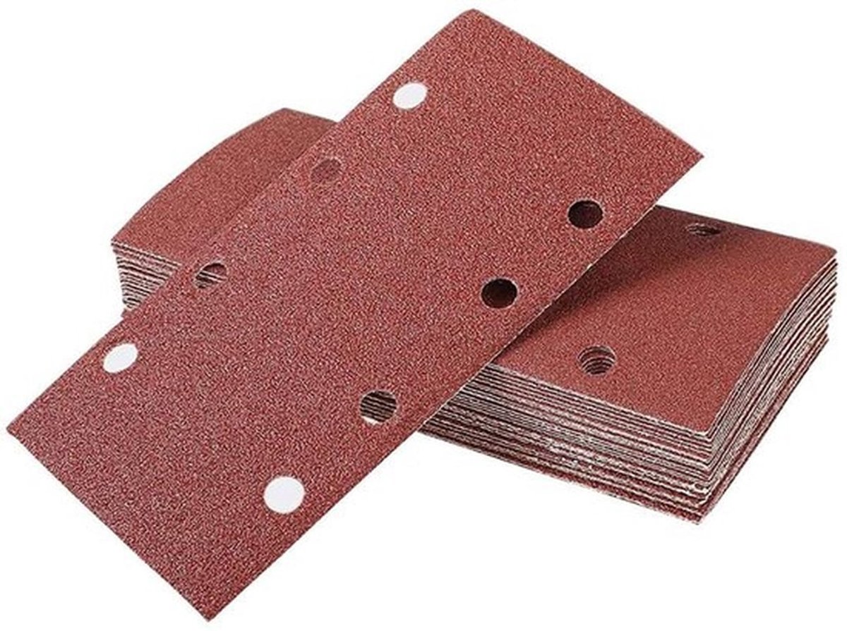 Schuurvellen Set 35 Stuks - Schuurpapier 93 x 185 mm - Schuurpapier met 8 Gaten - Aluminium Oxide - Geschikt voor Hout en Metaal - Diverse Korrelgroottes