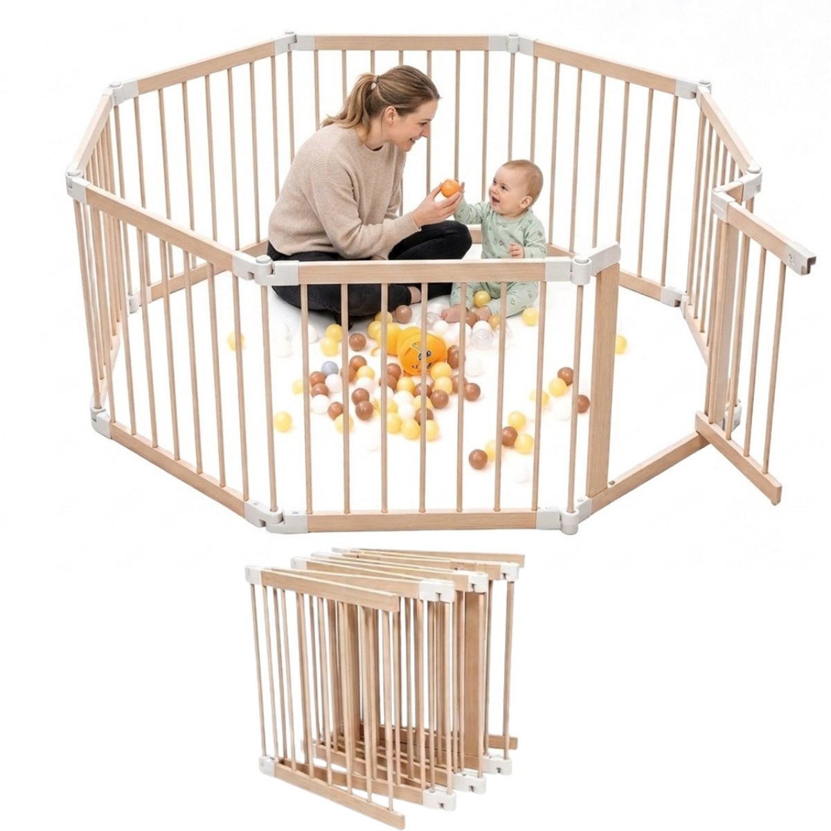 Livista Grondbox - Babybox - Inklapbare Speelbox - Voorgemonteerd - 130 x 130 x 70 cm - Kinderbox - Playpen Baby - Hout