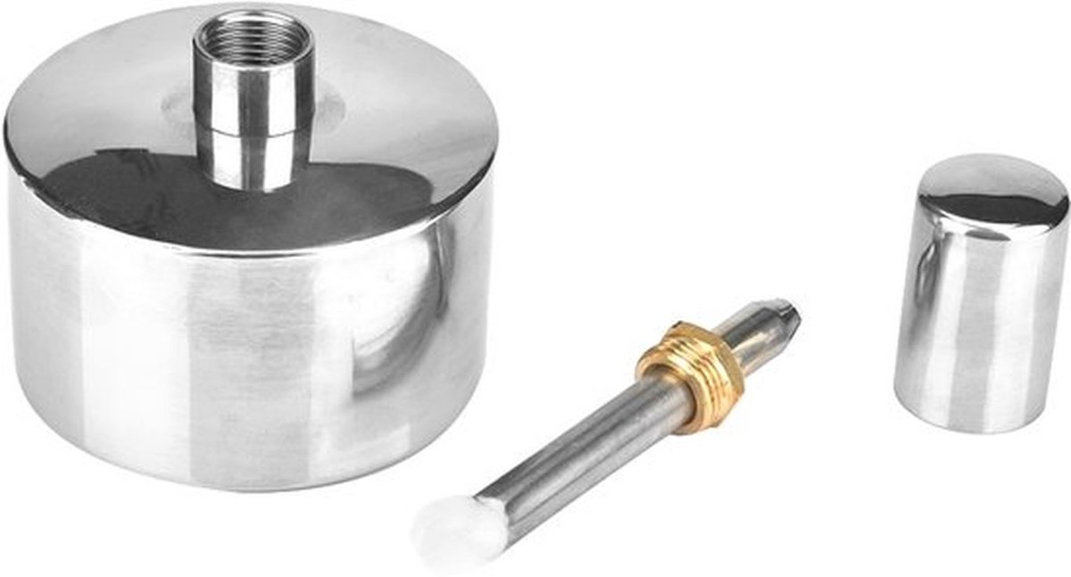 Brandstoflamp 400 ml - Roestvrij staal - Verdikte brandstofbrander - Fijne koperen schroef - Lont - Zilver