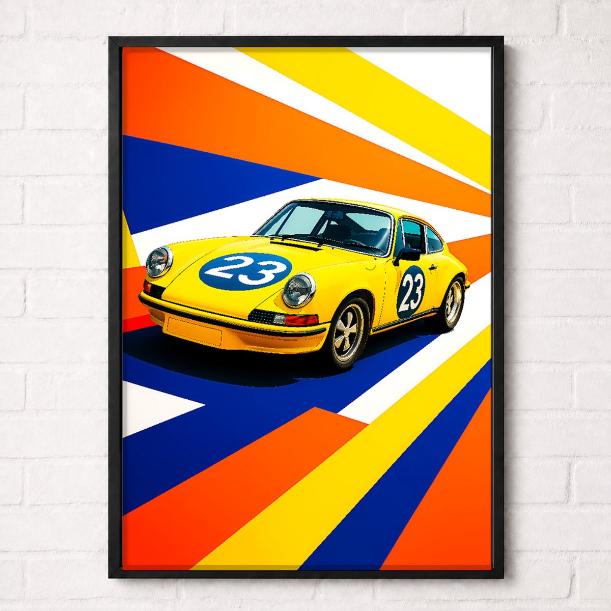 Raceauto Poster - Gele Klassieke Raceauto Nummer 23 - Classic Racing Collection - Posters voor Autoliefhebbers - A1+ 61 x 91,5 cm