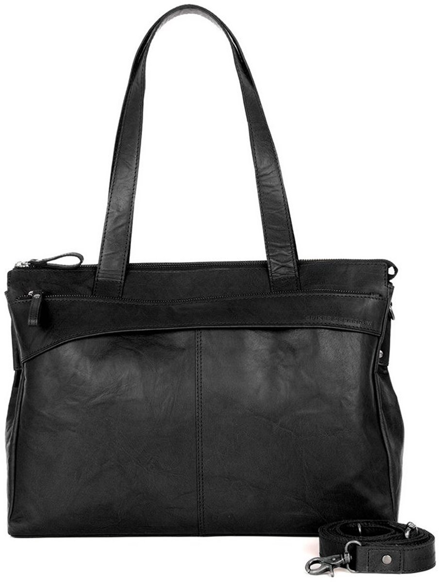 Leren Laptop Schoudertas - 15.6 inch - Yasmijn - Zwart
