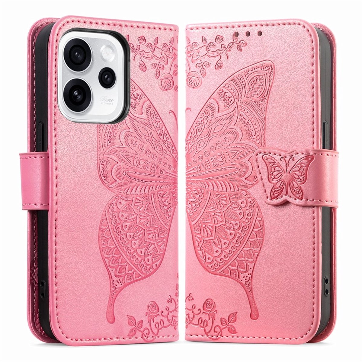 Coverup Hoesje - Geschikt voor OPPO Reno15 F Hoesje - Coverup Vlinder Book Case - Roze