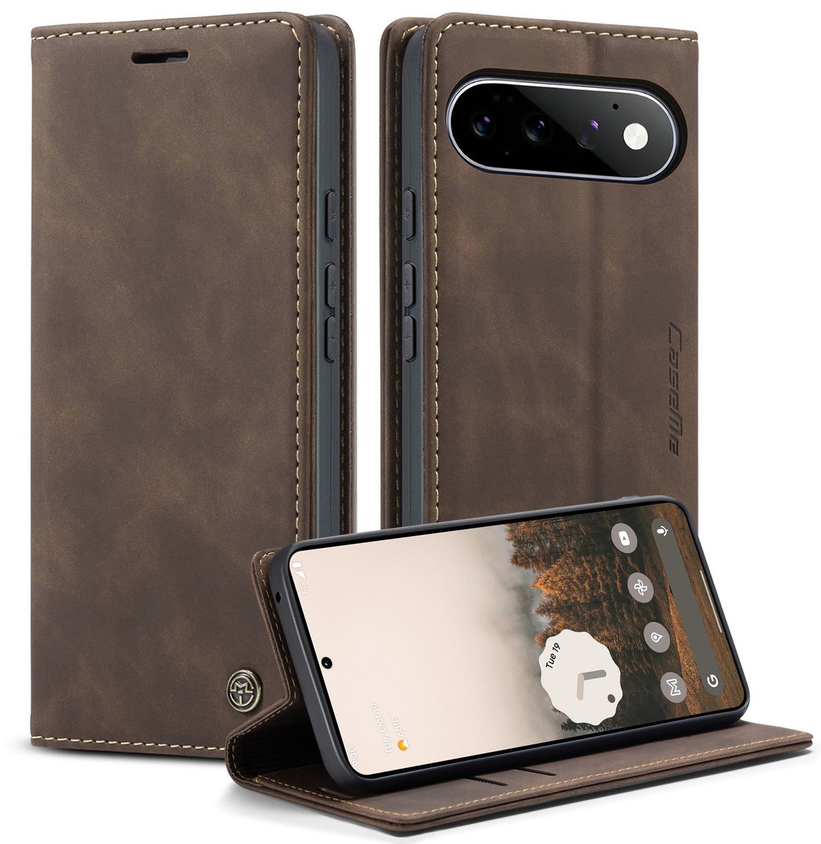 CaseMe Hoesje - Geschikt voor Google Pixel 11 / 11 Pro Hoesje - CaseMe 013 Book Case - Donkerbruin