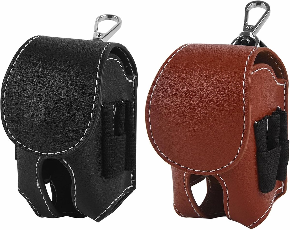 KZQ 2-delige golftas - Draagbare heuptas - Mini opbergtas - Inclusief tee en karabijnhaak - Handig voor snelle toegang op de golfbaan - Geschikt als golfcadeau voor mannen, vrouwen en vaderdag - Zwart, donkerbruin