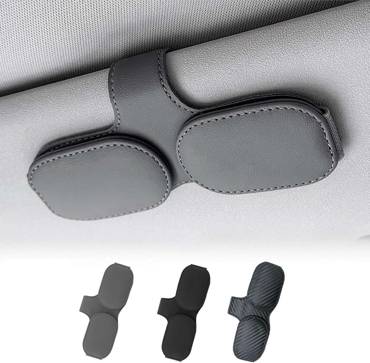 Brillenhouder auto zonneklep - dubbellaagse lederen brilhouder - magnetisch ontwerp - veilig opbergen van brillen - ShopVlot