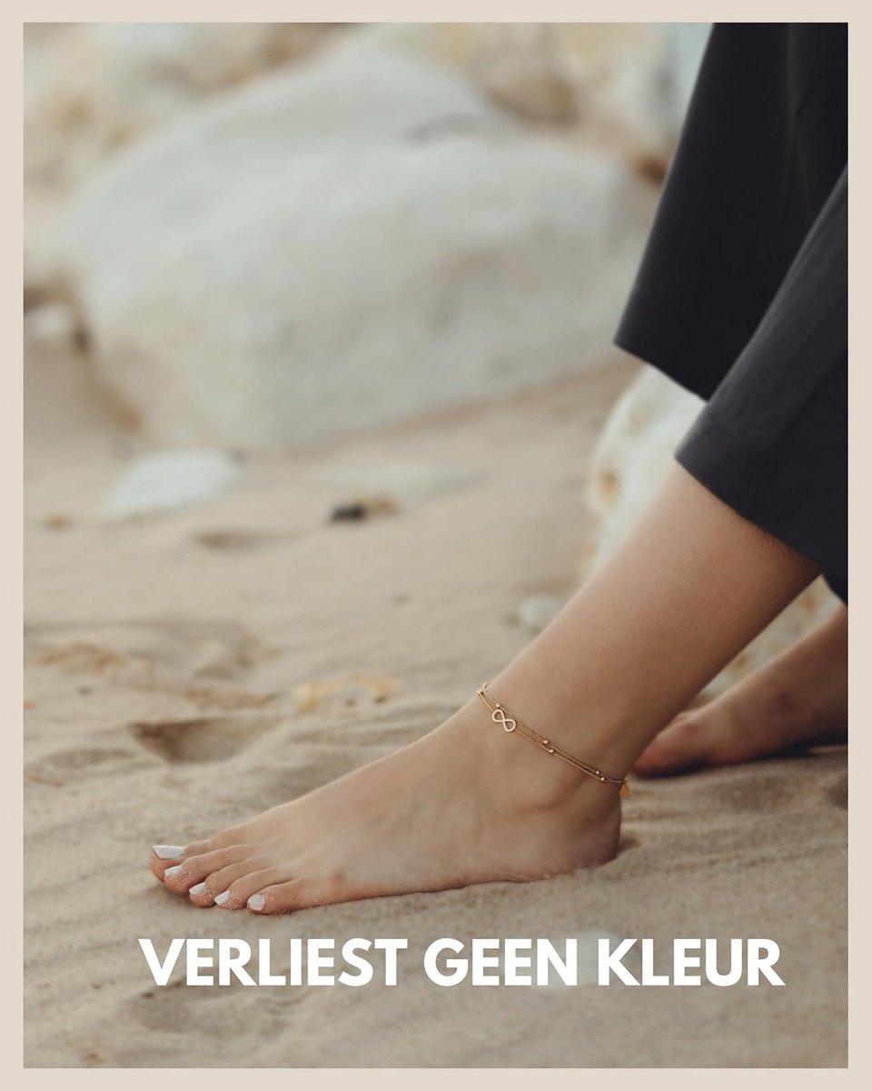 Anklet voor vrouwen - Waterdichte infinity anklet (22-27cm) - 18K goud, zilver & roségoud - Elegante beaded sieraden - ShopVlot