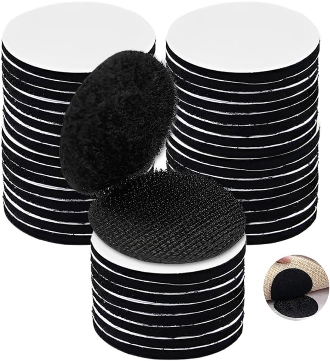 Dubbelzijdige ronde tape 5 cm - zelfklevend zwart - 40 paar - ideaal voor meubels en vloeren - ShopVlot